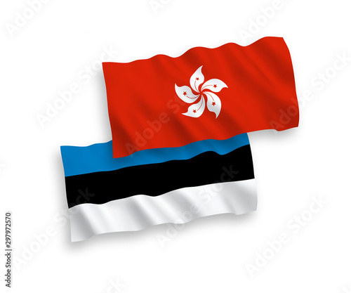 Flags of Hong Kong and Estonia on a white background