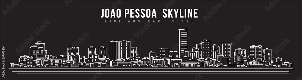 Cityscape Building panorama Line art Vector Illustration design - joao pessoa city skyline