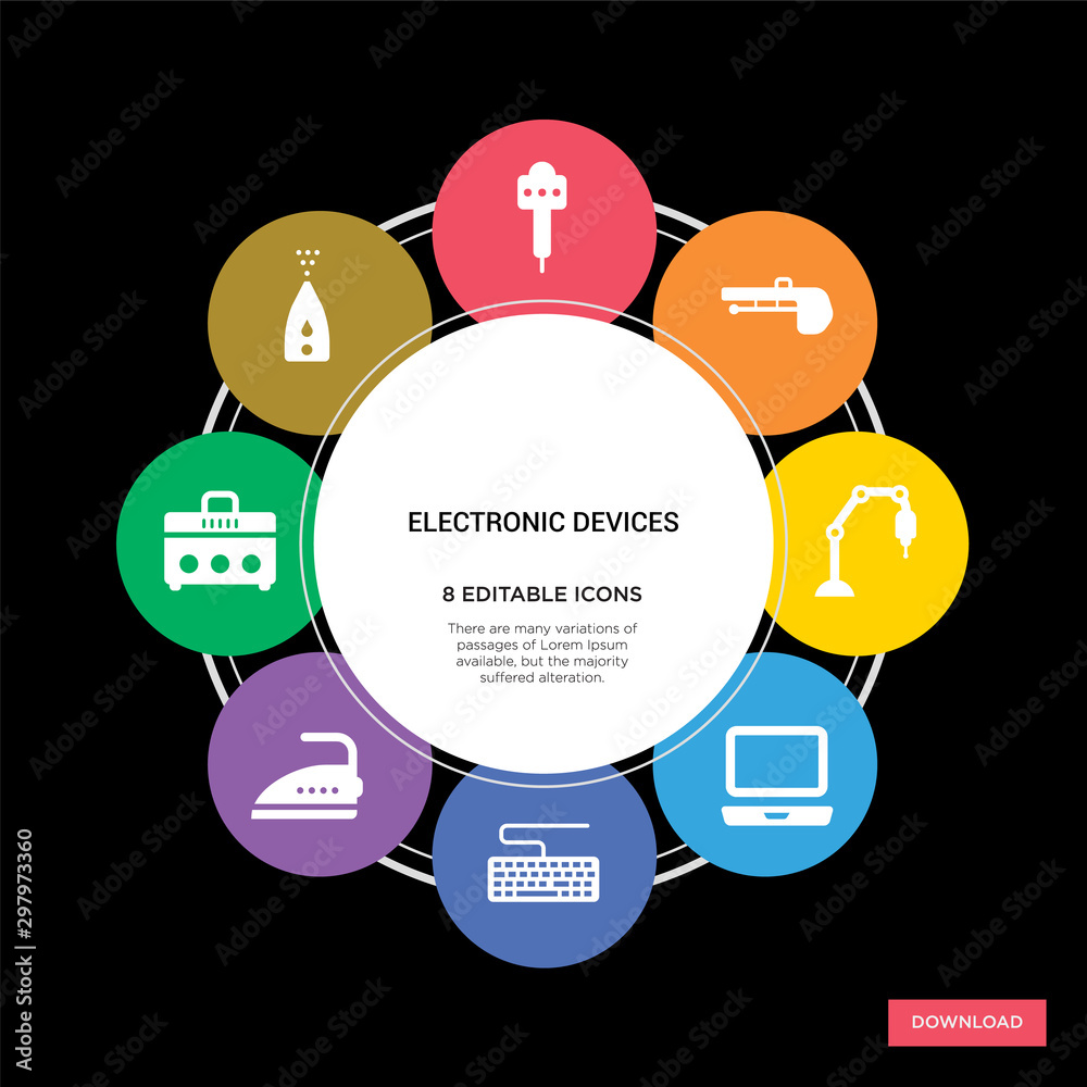 Fotografie 8 electronic devices concept icons infographic design