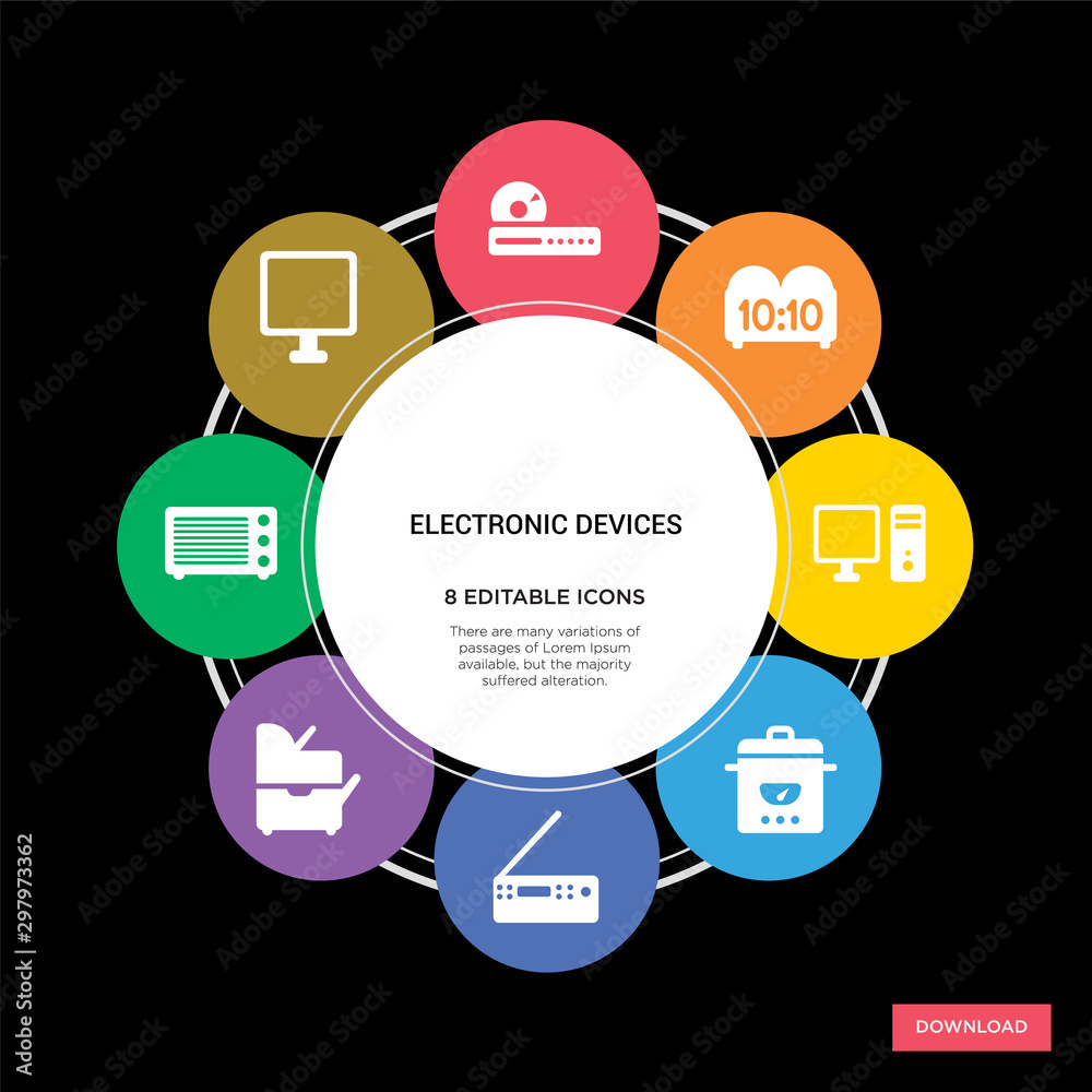 Fotografie 8 electronic devices concept icons infographic design