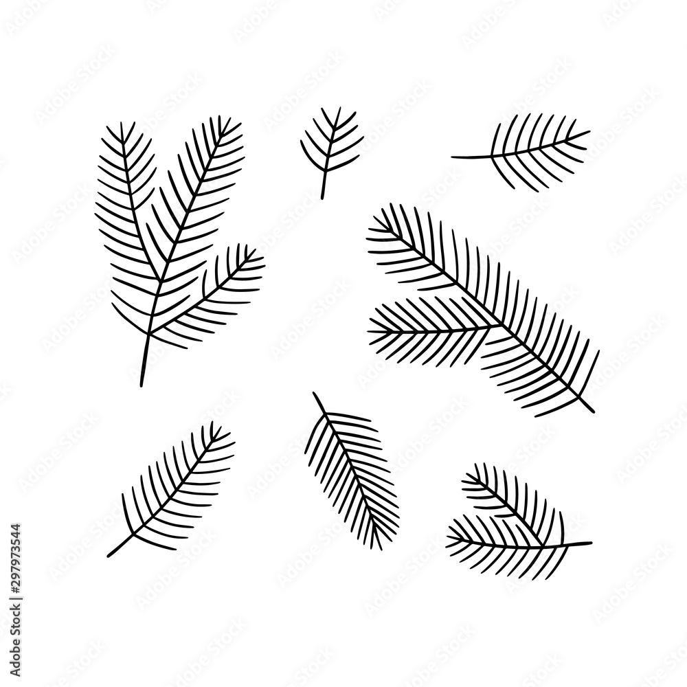 Hand drawn New Year and Xmas tree. Doodle vector illustration for winter greeting cards, posters, stickers and seasonal design.