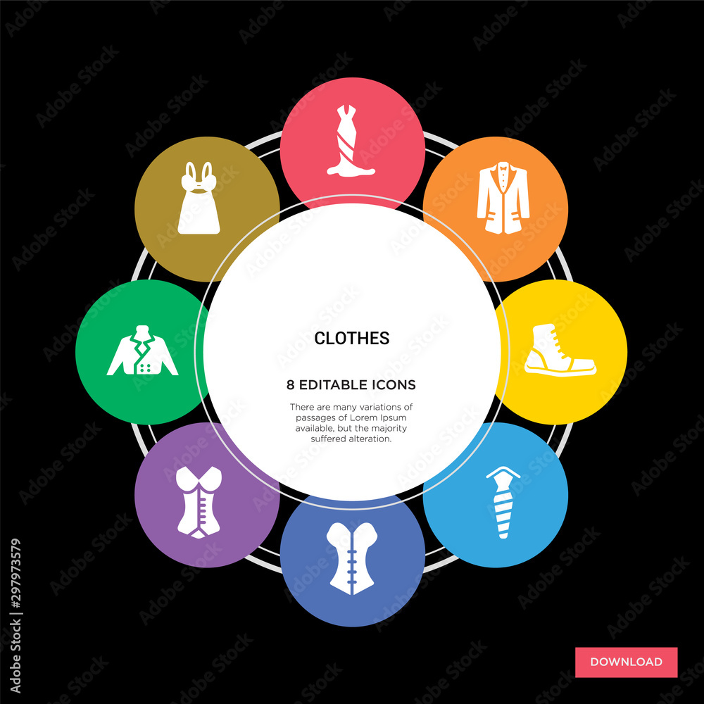 Fotografie 8 clothes concept icons infographic design