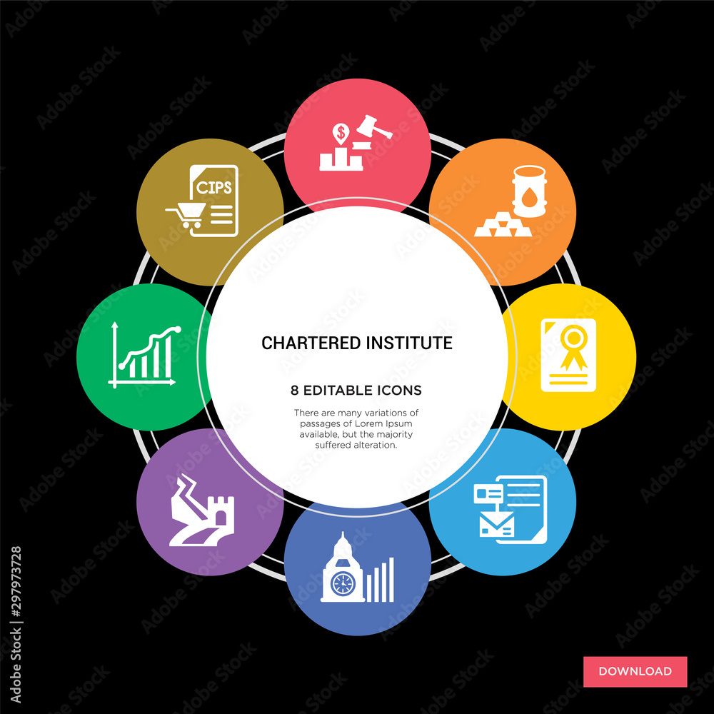 Obraz na plátně 8 chartered institute concept icons infographic design