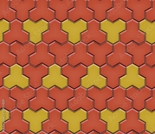 Seamless pattern of trihex cobblestone pavement photo