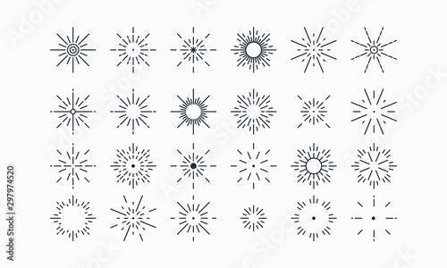 fireworks line art collection sets. Design set for new year eve design.