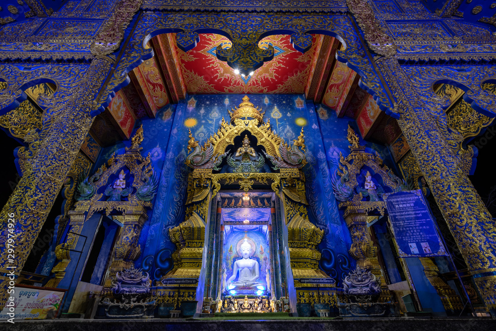 Chiangrai, Thailand - October 22, 2019: 'The Blue Temple' in Chiang Rai,known as 'Wat Rong Sue Ten'