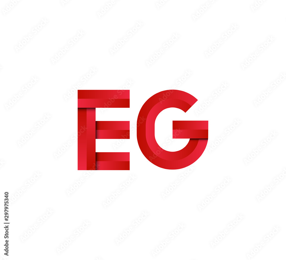 Initial two letter red 3D logo vector EG Initial two letter red 3D logo vector EG