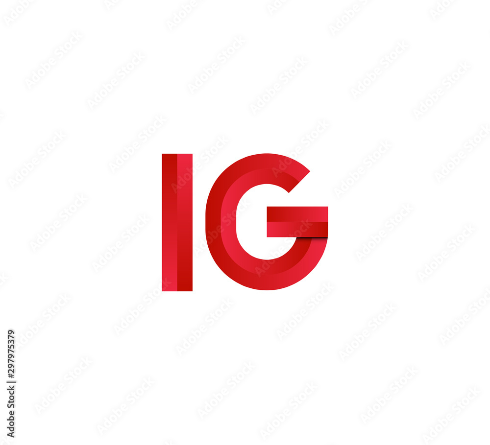 Initial two letter red 3D logo vector IG Initial two letter red 3D logo vector IG