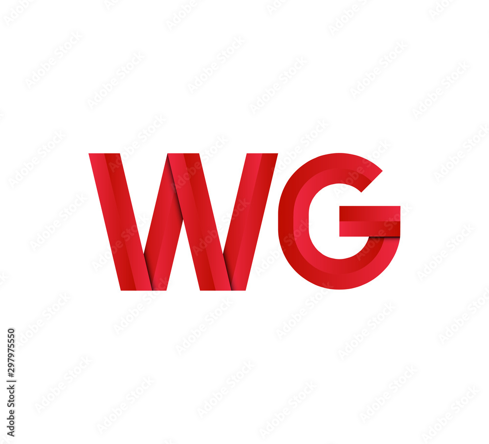 Initial two letter red 3D logo vector WG Initial two letter red 3D logo vector WG