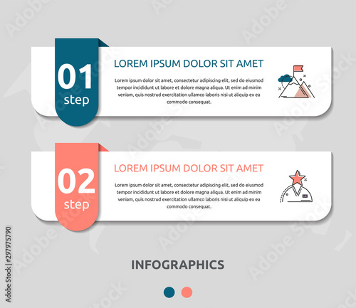 Vector infographic flat template. Rectangles for two diagrams, graph, flowchart, timeline, marketing, presentation. Business concept with 2 labels