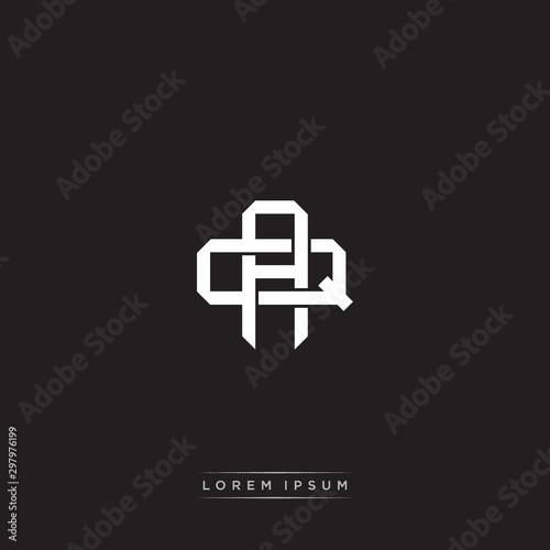 AQ Initial letter overlapping interlock logo monogram line art style
