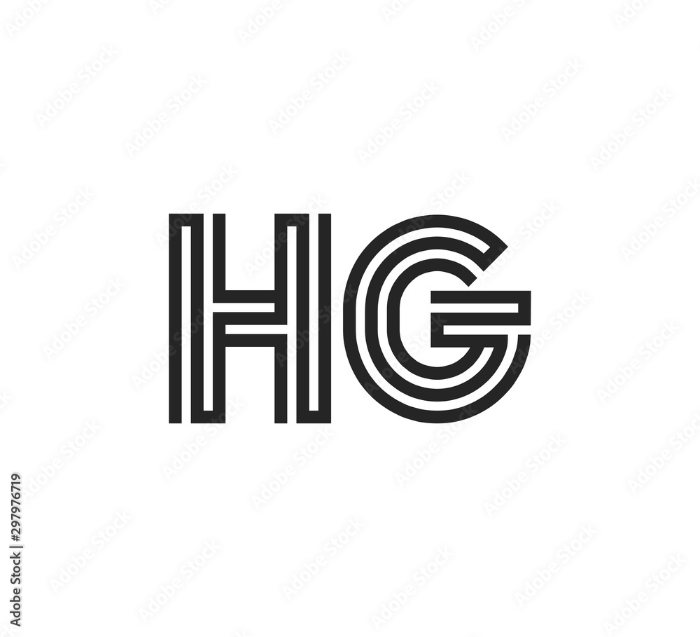 Initial two letter black line shape logo vector HG Initial two letter black line shape logo vector HG