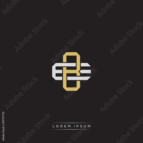 BE Initial letter overlapping interlock logo monogram line art style