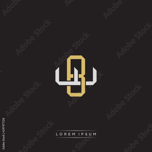 BW Initial letter overlapping interlock logo monogram line art style