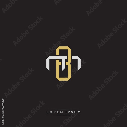 BM Initial letter overlapping interlock logo monogram line art style