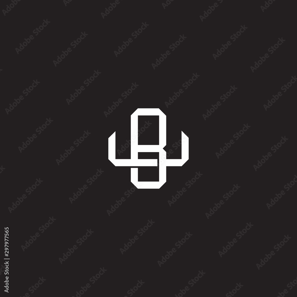 BU Initial letter overlapping interlock logo monogram line art style BU Initial letter overlapping interlock logo monogram line art style