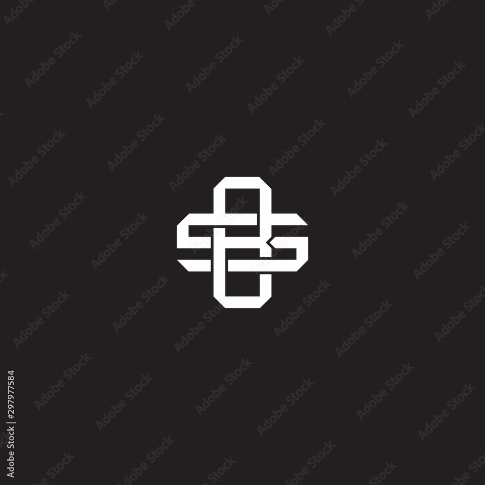 Obraz premium BS Initial letter overlapping interlock logo monogram line art style