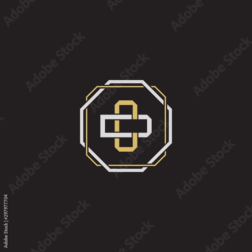CD Initial letter overlapping interlock logo monogram line art style