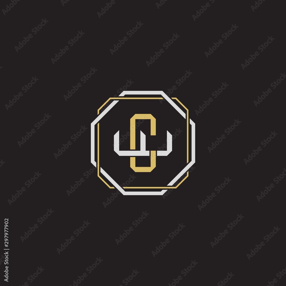 CW Initial letter overlapping interlock logo monogram line art style