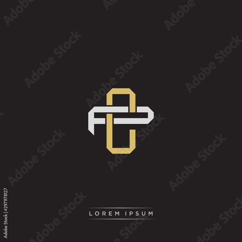 CP Initial letter overlapping interlock logo monogram line art style