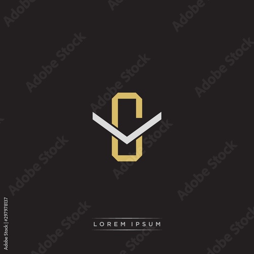 CV Initial letter overlapping interlock logo monogram line art style