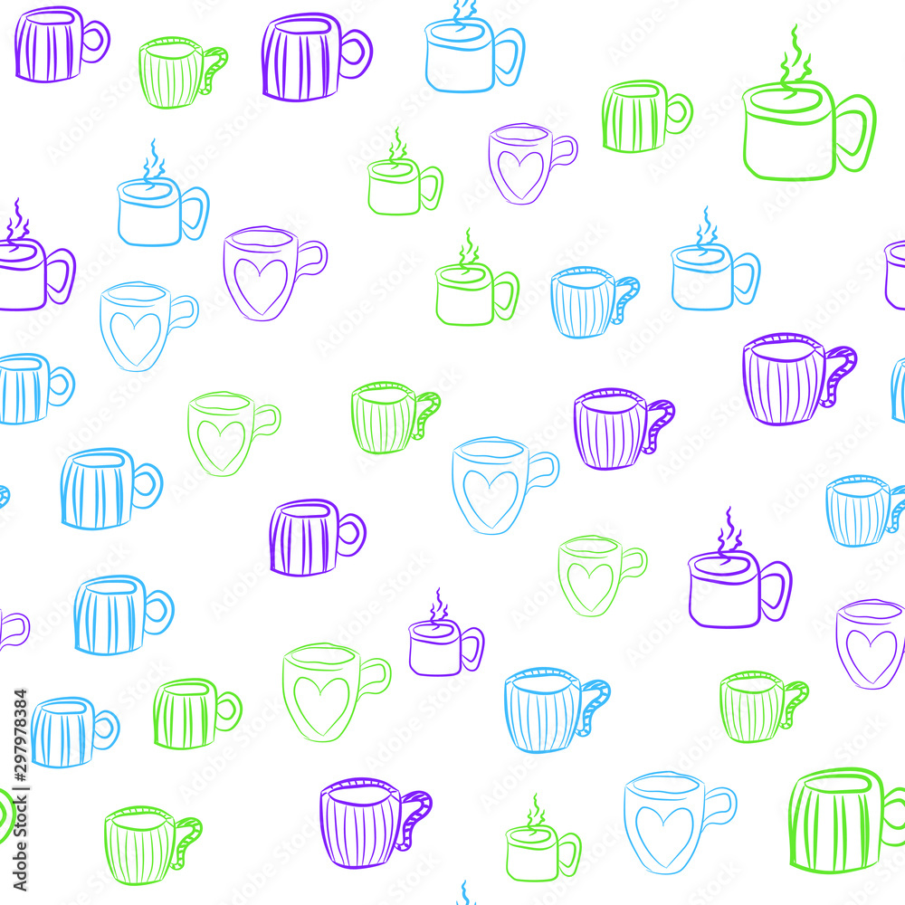 Coffee seamless vector pattern for Cup mug, restaurant or cafe menu design. Coffee seamless vector pattern for Cup mug, restaurant or cafe menu design.