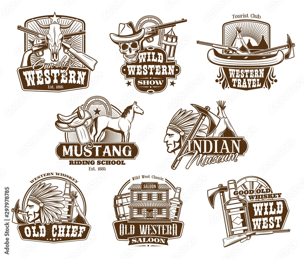 Wild West, American Western icons - obrazy, fototapety, plakaty 
