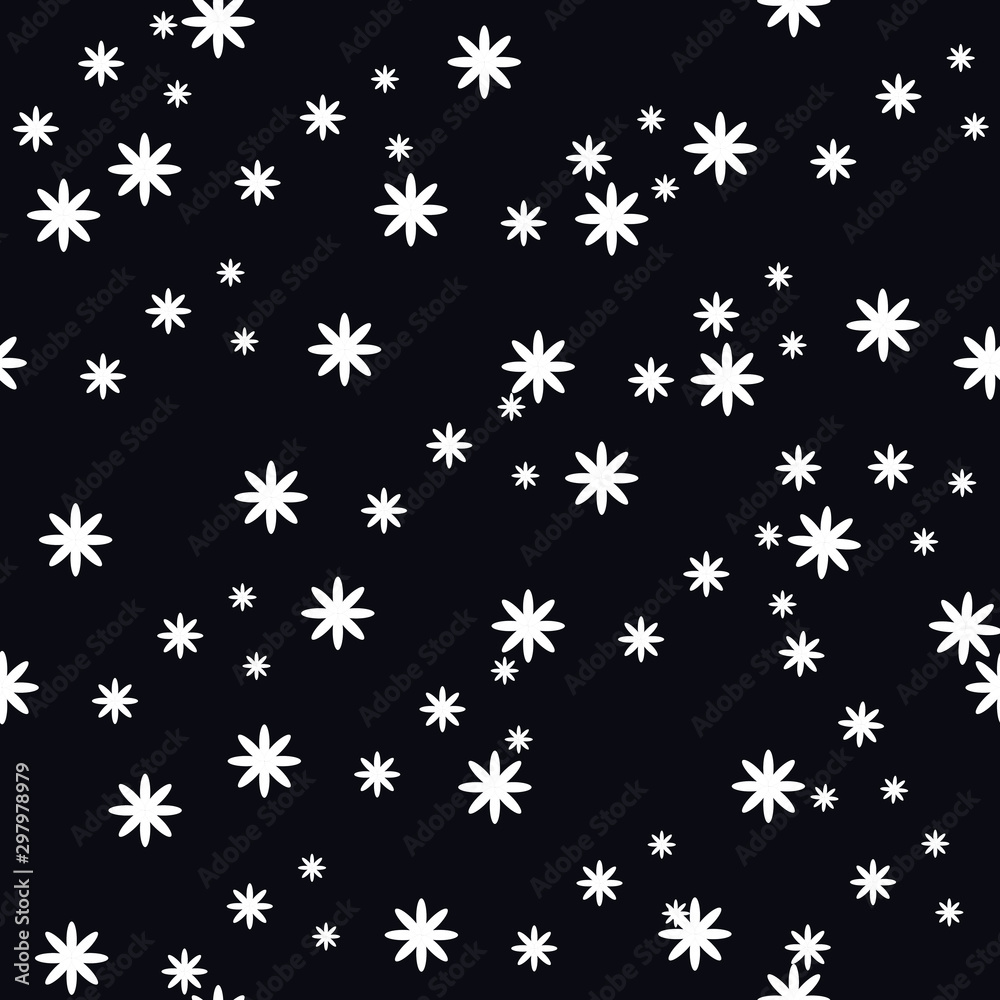 Pattern Snowy Sky. Seamless on Background Black Pattern Snowy Sky. Seamless on Background Black