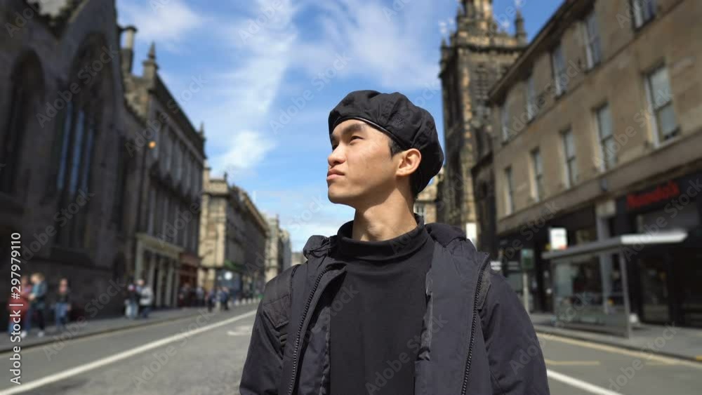 Asian Tourist Exploring Edinburgh, Scotland - Sightseeing and Walking Around Old Town Asian Tourist Exploring Edinburgh, Scotland - Sightseeing and Walking Around Old Town