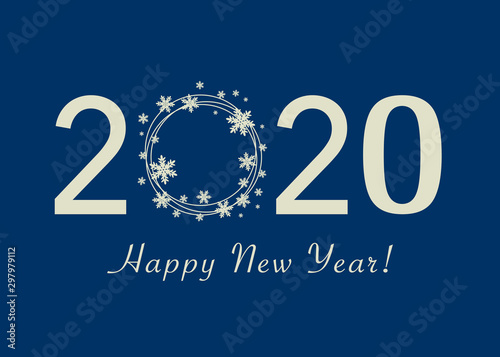 Happy New Year 2020 design with snowflake.