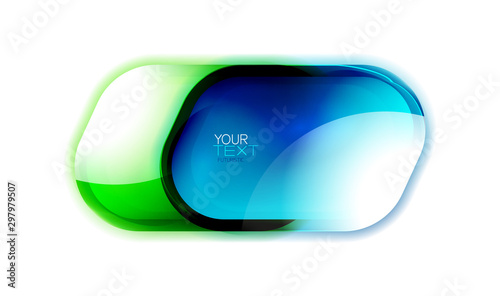 Glass web banner graphic design, bright transparent glossy element for message, digital bubble icon concept.