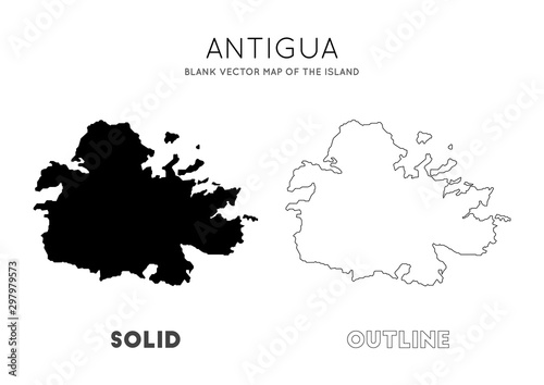 Antigua map. Blank vector map of the island. Borders of Antigua for your infographic. Vector illustration.