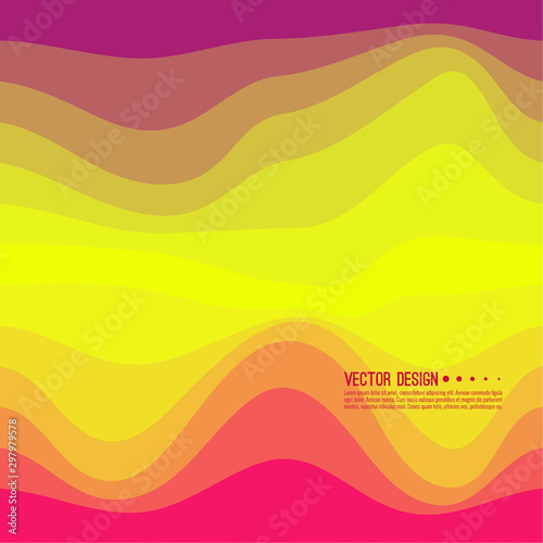 Distorted wave colorful texture. Abstract dynamical rippled surface. Vector stripe deformation background. Transition and gradation of color.