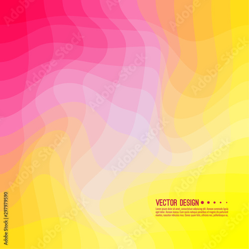 Distorted wave colorful texture. Abstract dynamical rippled surface. Vector stripe deformation background. Transition and gradation of color.