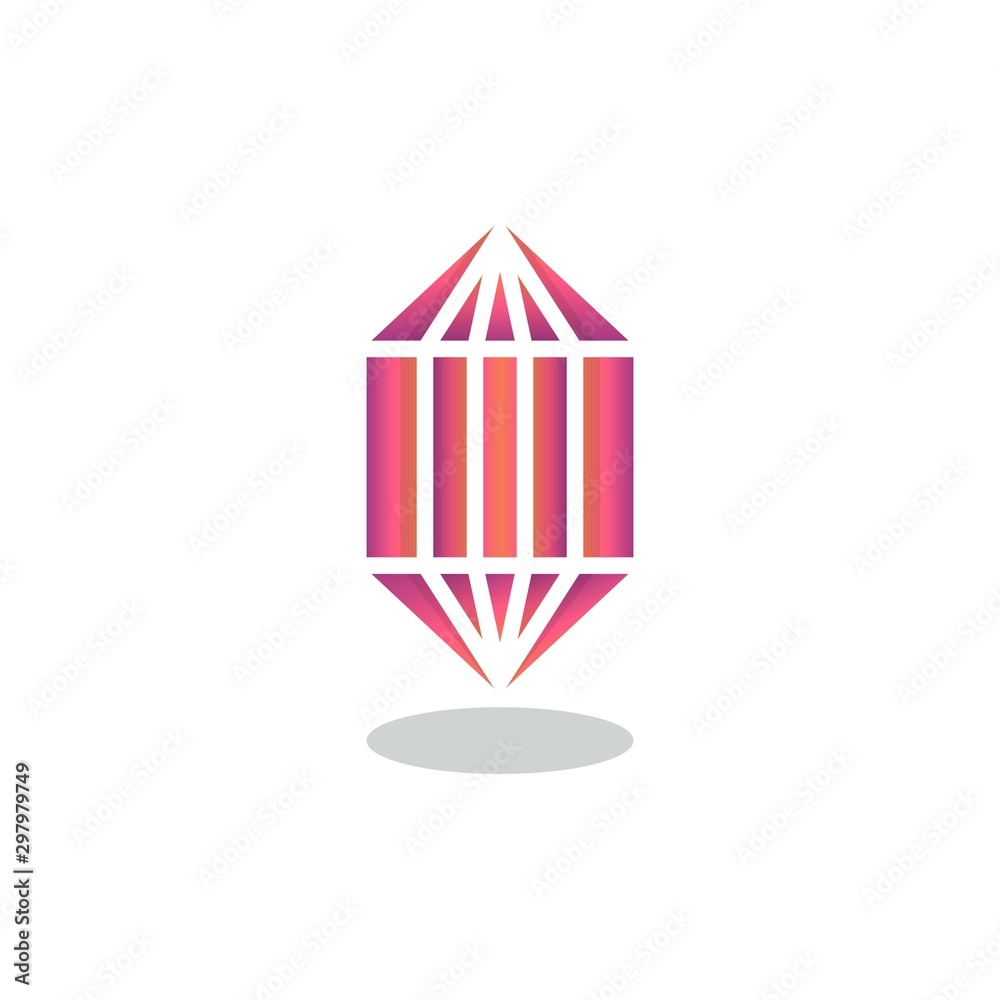 Red Precious stone, gem flat icon, vector sign, game diamond crystal colorful pictogram isolated on white. Symbol, logo illustration. Flat style design
