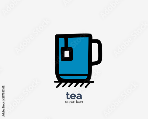 Hand drawn doodle tea cup icon design