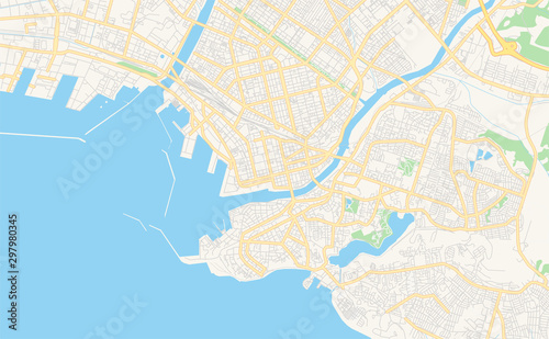 Printable street map of Kushiro, Japan