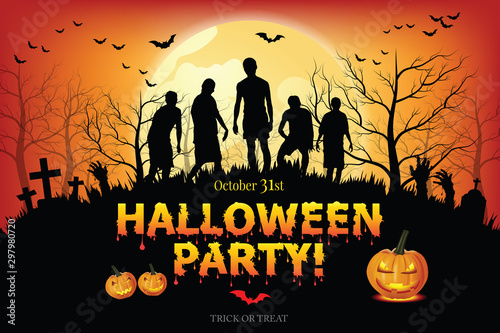 Ghost hand And Zombies appeared on the full moon night.