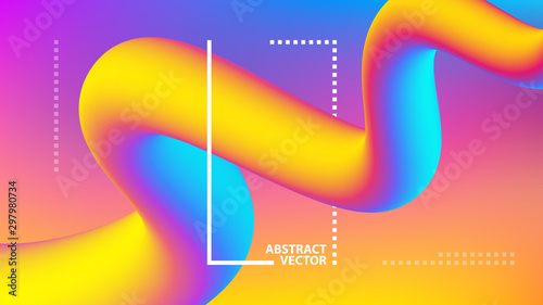 3d flow shape creative design. Dynamic liquid color wave background. Vector illustration.