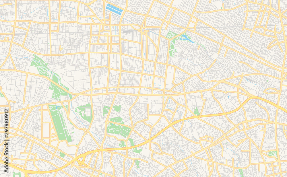Printable street map of Mitaka, Japan