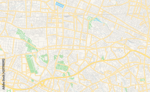 Canvas Print Printable street map of Mitaka, Japan