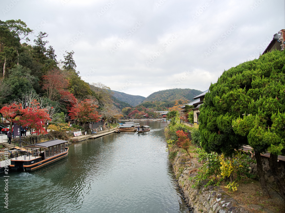 Japan Kyoto old town Arashi-yama river view Japan Kyoto old town Arashi-yama river view