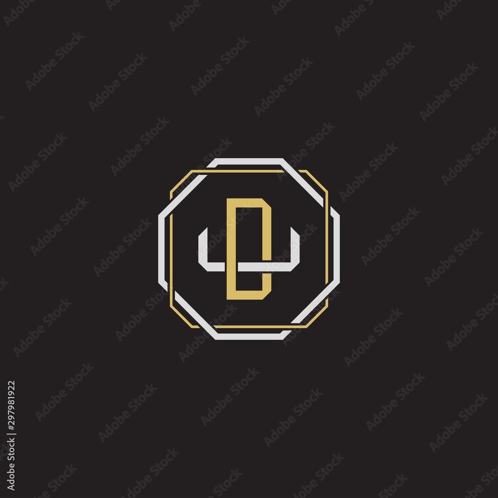 DU Initial letter overlapping interlock logo monogram line art style DU Initial letter overlapping interlock logo monogram line art style