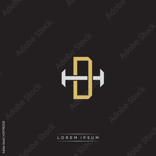 DH Initial letter overlapping interlock logo monogram line art style