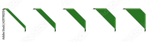 set of green corner ribbon banners