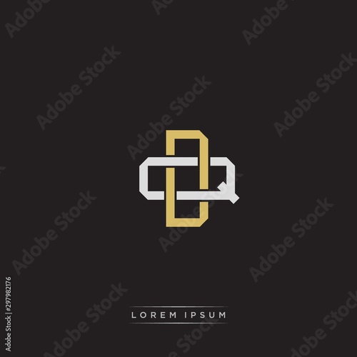 DQ Initial letter overlapping interlock logo monogram line art style