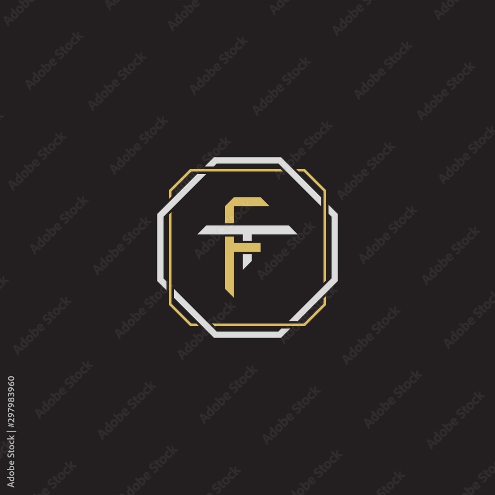 Obraz premium FT Initial letter overlapping interlock logo monogram line art style