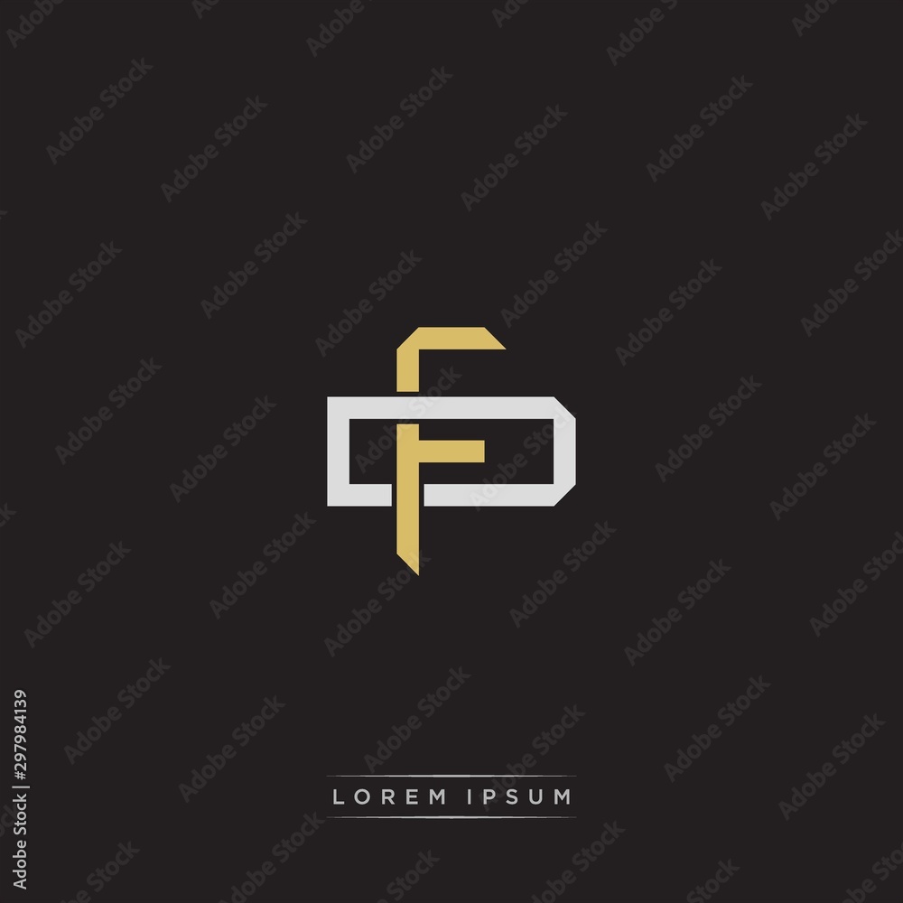 Fototapeta premium FD Initial letter overlapping interlock logo monogram line art style
