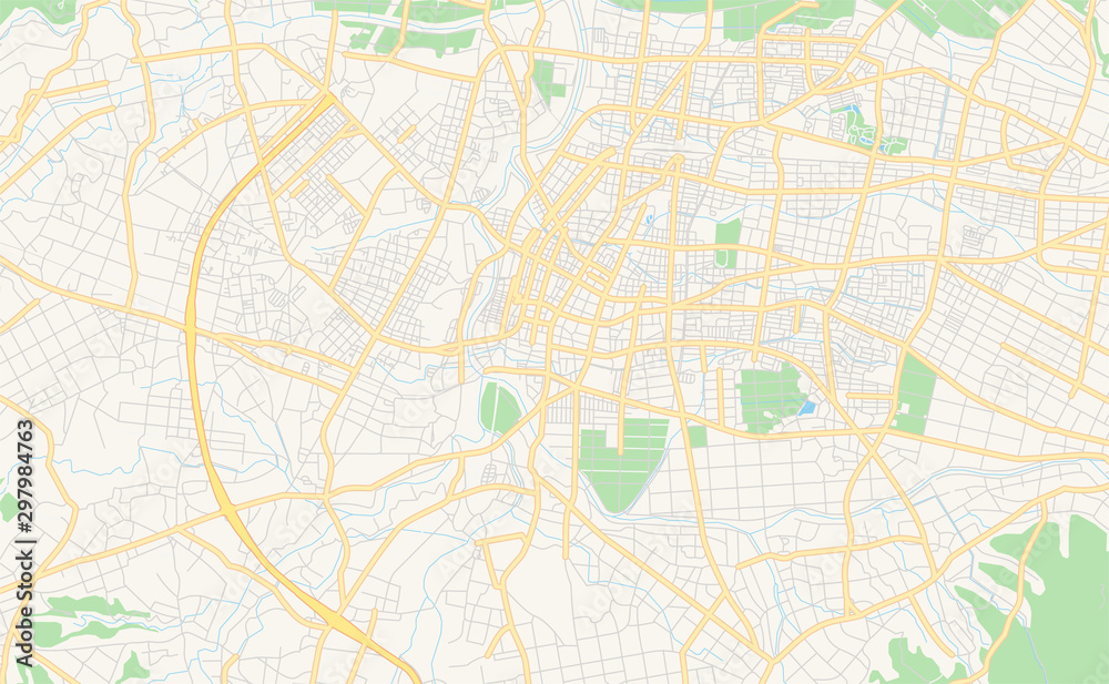 Printable street map of Miyakonojo, Japan