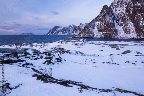 Evening mood on Lofoten islands in winter photo